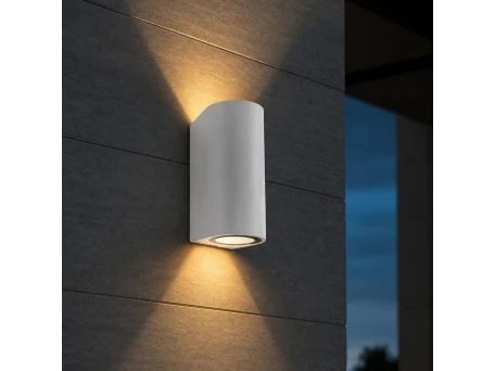 kelvo® MURANO KLV-101-0017 Φωτιστικό Τοίχου / Απλίκα για 2 Λάμπες MR16 με Ντουί GU10 AC 220-240V Αδιάβροχο IP65 - Λευκό Ματ - Μ8 x Π8 x Υ15cm