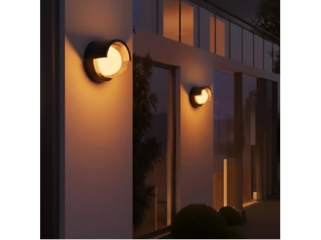 kelvo® NEXA KLV-101-0251 Φωτιστικό Τοίχου / Απλίκα LED 6W 480lm 180° AC 220-240V Αδιάβροχο IP65 Ultra Θερμό Λευκό 1800K - Sanan SMD Chip & TÜV SÜD Driver - Μαύρο Ματ - Μ11 x Π9 x Υ11cm - 5 Χρόνια Εγγύηση