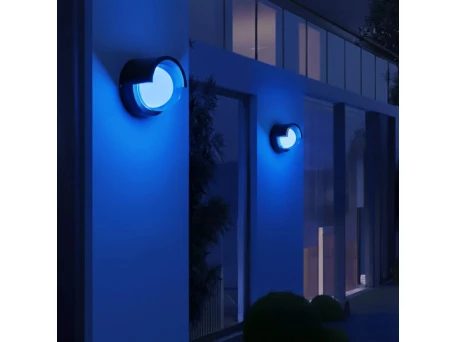 kelvo® NEXA KLV-101-0253 Φωτιστικό Τοίχου / Απλίκα LED 6W 360lm 180° AC 220-240V Αδιάβροχο IP65 Μπλε - Sanan SMD Chip & TÜV SÜD Driver - Μαύρο Ματ - Μ11 x Π9 x Υ11cm - 5 Χρόνια Εγγύηση
