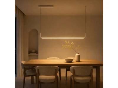 kelvo® LINARIA KLV-101-0256 Κρεμαστό Φωτιστικό Οροφής LED 36W 3600lm 180° AC 220-240V IP20 Ρυθμιζόμενο Λευκό CCT με Χειριστήριο από 2700K έως 6000K Dimmable - Lumileds SMD Chip - Λευκό Ματ - Μ120 x Π2 x Υ12cm - 3 Χρόνια Εγγύηση