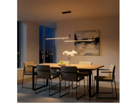 kelvo® LINARIA KLV-101-0258-V2 Κρεμαστό Φωτιστικό Οροφής LED 72W 7200lm 180° AC 220-240V IP20 Ρυθμιζόμενο Λευκό CCT με Χειριστήριο από 2700K έως 6000K Dimmable - Lumileds SMD Chip - Μαύρο Ματ - Μ220 x Π4 x Υ25cm - 3 Χρόνια Εγγύηση