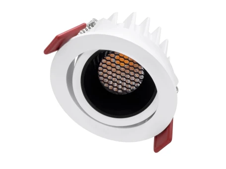 kelvo® LEO KLV-101-0312 Χωνευτό Κινούμενο Φωτιστικό Downlight Σποτ με Honeycomb Anti-Glare Reflector LED 10W 1250lm 38° AC 220-240V IP20 Θερμό Λευκό 2700K - Bridgelux COB Chip & TÜV SÜD Driver - Λευκό & Μαύρο Ματ - Μ8.5 x Π8.5 x Υ6.6cm / Q7.5cm - 5 Χρόνια