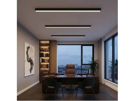 kelvo® ORION KLV-101-0362-V2 Γραμμικό Φωτιστικό Οροφής LED 72W 7200lm 120° AC 220-240V IP20 Ρυθμιζόμενο Λευκό CCT με Χειριστήριο από 2700K έως 6000K Dimmable - Lumileds SMD Chip - Μαύρο Ματ - Μ120 x Π5.5 x Υ7cm - 3 Χρόνια Εγγύηση