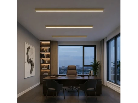 kelvo® ORION KLV-101-0364-V2 Γραμμικό Φωτιστικό Οροφής LED 72W 7200lm 120° AC 220-240V IP20 Ρυθμιζόμενο Λευκό CCT με Χειριστήριο από 2700K έως 6000K Dimmable - Lumileds SMD Chip - Σατινέ Χρυσό Βούρτσας - Μ120 x Π5 x Υ7cm - 3 Χρόνια Εγγύηση