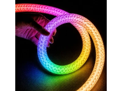 kelvo® GLOWFLEX KLV-101-0518 Ψηφιακή Pixel Addressable Ταινία Neon Flex με Πλεκτή Υφασμάτινη Επένδυση LED 14W/m 840lm/m 360° DC 24V Αδιάβροχο IP65 120 x SMD5054 Chip/m Πολύχρωμο RGB+WW Dimmable SPI/TTL Protocol IC TM1814 - Sanan SMD Chip - Μ1000 x Π3.5 x 