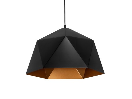 GLOBOSTAR® HEXAGON 01195 Μοντέρνο Κρεμαστό Φωτιστικό Οροφής με Ντουί 1 x E27 AC 220-240V IP20 - Μαύρο & Χρυσό - Μ45 x Π45 x Υ28cm