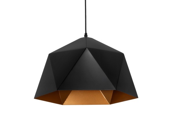 GLOBOSTAR® HEXAGON 01195 Μοντέρνο Κρεμαστό Φωτιστικό Οροφής με Ντουί 1 x E27 AC 220-240V IP20 - Μαύρο & Χρυσό - Μ46 x Π46 x Υ25cm