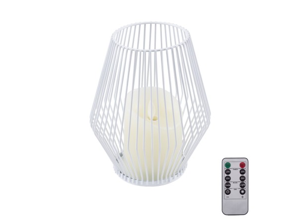 GloboStar® CANDLE 76489 Διακοσμητικό Realistic Κερί με LED Εφέ Κινούμενης Φλόγας - Μπαταρίας 2 x AA (Δεν Συμπεριλαμβάνονται) & Ασύρματο Χειριστήριο IR Θερμό Λευκό 2700K Dimmable Λευκό Φ16 x Υ18cm