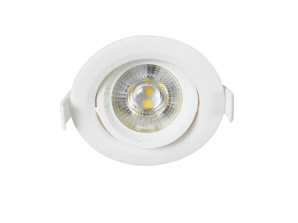 GLOBOSTAR® DE VALERA 60183 Χωνευτό Κινούμενο Downlight Σποτ LED 5W 485lm 60° AC 220-240V IP20 Φυσικό Λευκό 4500K - Bridgelux SMD Chip & TÜV SÜD Driver - Λευκό Ματ - Μ9 x Π9 x Υ4cm / Q8cm - 3 Χρόνια Εγγύηση