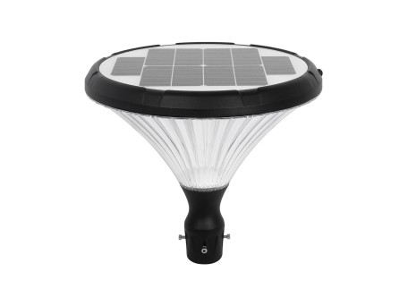 GLOBOSTAR® SQUARE 90502 Φωτιστικό Κεφαλής Post Top Πλατείας/Πάρκου/Κήπου LED 40W 2000lm 120° DC 5V με Ενσωματωμένο Φωτοβολταϊκό Panel 6V 12W & Επαναφορτιζόμενη Μπαταρία Li-ion 3.2V 15000mAh με Αισθητήρα Ημέρας-Νύχτας Αδιάβροχο IP65 Ψυχρό Λευκό 6000K - San