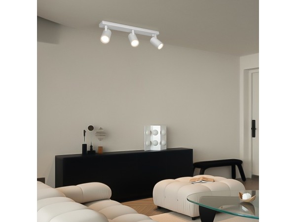 kelvo® SPOTA KLV-101-0139 Κινούμενο Φωτιστικό Σποτ Οροφής για 3 Λάμπες MR16 με Ντουί GU10 AC 220-240V IP20 - Λευκό Ματ - Μ48 x Π6.2 x Υ14cm