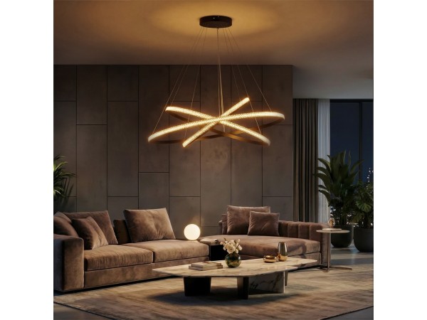 kelvo® DIAMOND KLV-101-0241-V2 Κρεμαστό Φωτιστικό Οροφής LED 150W 15000lm 180° AC 220-240V IP20 Ρυθμιζόμενο Λευκό CCT με Χειριστήριο από 2700K έως 6000K Dimmable - Lumileds SMD Chip - Μαύρο Ματ - Μ100 x Π100 x Υ100cm - 3 Χρόνια Εγγύηση