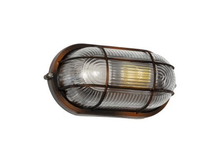 GLOBOSTAR® BOATLIGHT 61622 Vintage Φωτιστικό Καραβοχελώνα Τοίχου & Οροφής με Ντουί 1 x E27 AC 220-240V Αδιάβροχο IP65 - Χάλκινο Παλαιωμένο Εφέ Σκουριάς Ματ - Μ21 x Π10.4 x Υ9cm