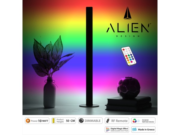 GloboStar® ALIEN-DIVA-BLACK-50-11 ALIEN Design DIVA Μοντέρνο Minimal Nordic Μεταλλικό Φωτιστικό Επιτραπέζιο - Πορτατίφ - Λαμπατέρ Μαύρο LED 10W 1500lm με Ασύρματο Χειριστήριο RF & Dimmer IP20 Πολύχρωμο RGBW Ψηφιακή με Τρεχούμενα Εφέ Μ3 x Π1.6 x Υ50cm GloboStar® ALIEN-DIVA-BLACK-50-11 ALIEN Design DIVA Μοντέρνο Minimal Nordic Μεταλλικό Φωτιστικό Επιτραπέζιο - Πορτατίφ - Λαμπατέρ Μαύρο LED 10W 1500lm με Ασύρματο Χειριστήριο RF & Dimmer IP20 Πολύχρωμο RGBW Ψηφιακή με Τρεχούμενα Εφέ Μ3 x Π1.6 x Υ50cm