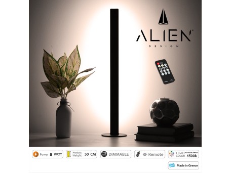 GloboStar® ALIEN-DIVA-BLACK-50-2 ALIEN Design DIVA Μοντέρνο Minimal Nordic Μεταλλικό Φωτιστικό Επιτραπέζιο - Πορτατίφ - Λαμπατέρ Μαύρο LED 8W 1040lm με Ασύρματο Χειριστήριο RF & Dimmer IP20 Φυσικό Λευκό 4500K Μ3 x Π1.6 x Υ50cm