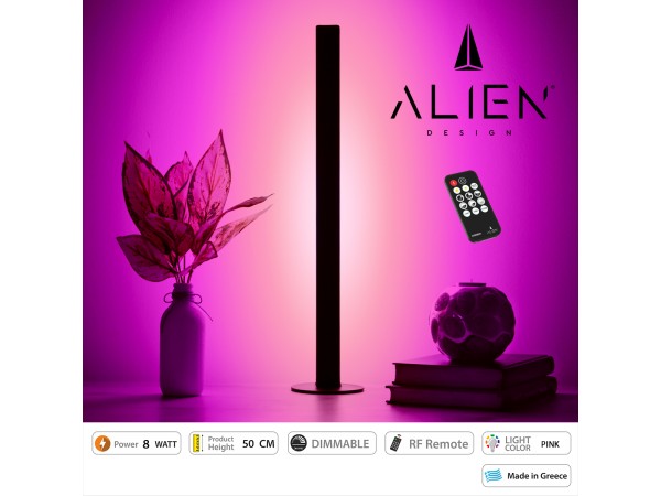 GloboStar® ALIEN-DIVA-BLACK-50-7 ALIEN Design DIVA Μοντέρνο Minimal Nordic Μεταλλικό Φωτιστικό Επιτραπέζιο - Πορτατίφ - Λαμπατέρ Μαύρο LED 8W 800 lm με Ασύρματο Χειριστήριο RF & Dimmer IP20 Ροζ Μ3 x Π1.6 x Υ50cm GloboStar® ALIEN-DIVA-BLACK-50-7 ALIEN Design DIVA Μοντέρνο Minimal Nordic Μεταλλικό Φωτιστικό Επιτραπέζιο - Πορτατίφ - Λαμπατέρ Μαύρο LED 8W 800 lm με Ασύρματο Χειριστήριο RF & Dimmer IP20 Ροζ Μ3 x Π1.6 x Υ50cm