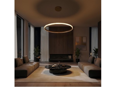 kelvo® DIAMOND KLV-101-0230 Κρεμαστό Φωτιστικό Οροφής LED 45W 4500lm 180° AC 220-240V IP20 Ρυθμιζόμενο Λευκό CCT με Χειριστήριο από 2700K έως 6000K Dimmable - Lumileds SMD Chip - Χρυσό Πλατίνα - Μ60 x Π60 x Υ3cm - 3 Χρόνια Εγγύηση