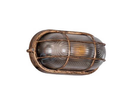 GLOBOSTAR® BOATLIGHT 61584 Vintage Φωτιστικό Καραβοχελώνα Τοίχου & Οροφής με Ντουί 1 x E27 AC 220-240V Αδιάβροχο IP65 - Χάλκινο Εφέ Σκουριάς Ματ - Μ21 x Π10.4 x Υ9cm