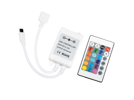 GloboStar® 73403 Ασύρματος LED RGB Controller με Χειριστήριο IR DC 12-24V Max 144W Μ6.6xΠ3.5xΥ2.2