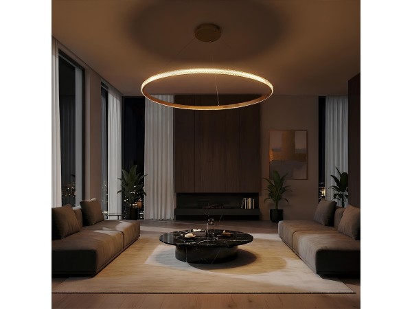 kelvo® DIAMOND KLV-101-0232 Κρεμαστό Φωτιστικό Οροφής LED 67W 6700lm 180° AC 220-240V IP20 Ρυθμιζόμενο Λευκό CCT με Χειριστήριο από 2700K έως 6000K Dimmable - Lumileds SMD Chip - Χρυσό Πλατίνα - Μ80 x Π80 x Υ3cm - 3 Χρόνια Εγγύηση