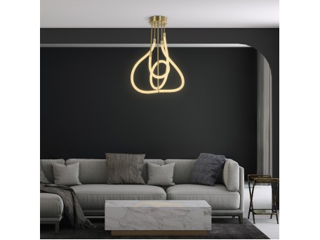 kelvo® GLOW KLV-101-0152 Φωτιστικό Οροφής LED 40W 4000lm 360° AC 220-240V IP20 Ρυθμιζόμενο Λευκό CCT με Χειριστήριο από 2700K έως 6000K Dimmable - Lumileds SMD Chip - Χρυσό Πλατίνα - Μ50 x Π50 x Υ70cm - 3 Χρόνια Εγγύηση