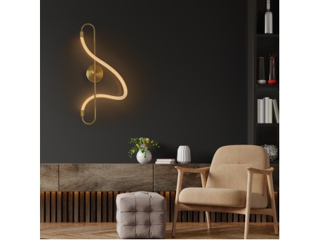 kelvo® GLOW KLV-101-0169 Φωτιστικό Τοίχου / Απλίκα LED 18W 1800lm 360° AC 220-240V IP20 Ρυθμιζόμενο Λευκό CCT με On/Off 2700K/4500K/6000K - Lumileds SMD Chip - Χρυσό Πλατίνα - Μ30 x Π15 x Υ70cm - 3 Χρόνια Εγγύηση