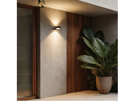 kelvo® AURA KLV-101-0113 Φωτιστικό Τοίχου / Απλίκα LED 7W 875lm 45° AC 220-240V Αδιάβροχο IP65 Θερμό Λευκό 2700K - Bridgelux COB Chip & TÜV SÜD Driver - Μαύρο Ματ - Μ15 x Π13 x Υ4.5cm - 5 Χρόνια Εγγύηση