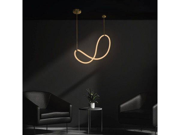 kelvo® GLOW KLV-101-0156 Κρεμαστό Φωτιστικό Οροφής LED 34W 3400lm 360° AC 220-240V IP20 Ρυθμιζόμενο Λευκό CCT με Χειριστήριο από 2700K έως 6000K Dimmable - Lumileds SMD Chip - Χρυσό Πλατίνα - Μ20 x Π35 x Υ120cm - 3 Χρόνια Εγγύηση