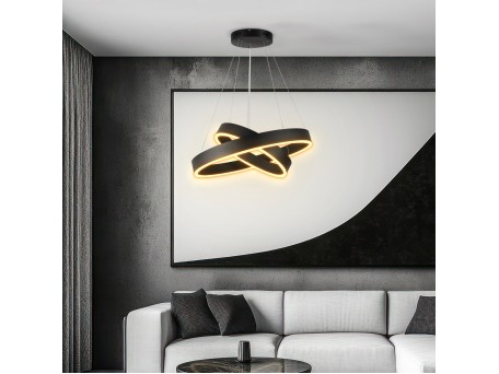 kelvo® VENOM KLV-101-0196-V2 Κρεμαστό Φωτιστικό Οροφής LED 75W 7500lm 120° AC 220-240V IP20 Ρυθμιζόμενο Λευκό CCT με Χειριστήριο από 2700K έως 6000K Dimmable - Lumileds SMD Chip - Μαύρο Ματ - Μ60 x Π60 x Υ40cm - 3 Χρόνια Εγγύηση