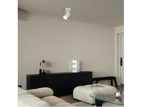 kelvo® SPOTA KLV-101-0135 Κινούμενο Φωτιστικό Σποτ Οροφής για Λάμπα MR16 με Ντουί GU10 AC 220-240V IP20 - Λευκό Ματ - Μ7 x Π6 x Υ14cm