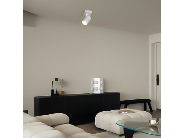 kelvo® SPOTA KLV-101-0135 Κινούμενο Φωτιστικό Σποτ Οροφής για Λάμπα MR16 με Ντουί GU10 AC 220-240V IP20 - Λευκό Ματ - Μ7 x Π6 x Υ14cm