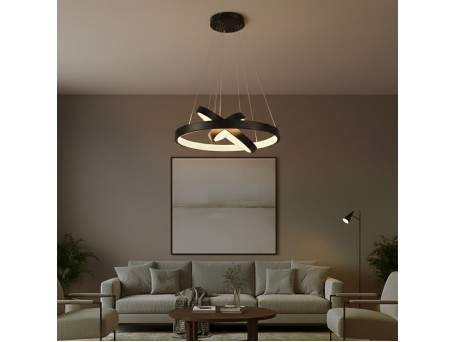 kelvo® NEMESIS KLV-101-0217-V2 Κρεμαστό Φωτιστικό Οροφής LED 100W 10000lm 180° AC 220-240V IP20 Ρυθμιζόμενο Λευκό CCT με Χειριστήριο από 2700K έως 6000K Dimmable - Lumileds SMD Chip - Μαύρο Ματ - Μ60 x Π60 x Υ60cm - 3 Χρόνια Εγγύηση