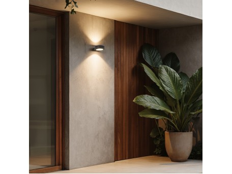 kelvo® AURA KLV-101-0114 Φωτιστικό Τοίχου / Απλίκα LED 7W 875lm 45° AC 220-240V Αδιάβροχο IP65 Θερμό Λευκό 2700K - Bridgelux COB Chip & TÜV SÜD Driver - Γκρι Ανθρακί Ματ - Μ15 x Π13 x Υ4.5cm - 5 Χρόνια Εγγύηση