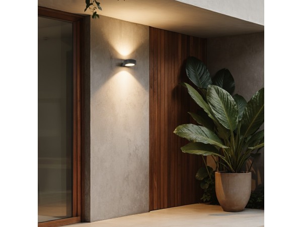 kelvo® AURA KLV-101-0114 Φωτιστικό Τοίχου / Απλίκα LED 7W 875lm 45° AC 220-240V Αδιάβροχο IP65 Θερμό Λευκό 2700K - Bridgelux COB Chip & TÜV SÜD Driver - Γκρι Ανθρακί Ματ - Μ15 x Π13 x Υ4.5cm - 5 Χρόνια Εγγύηση