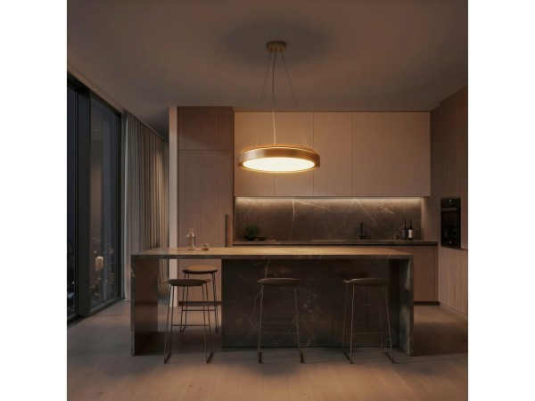 kelvo® BARCHETTA KLV-101-0268 Κρεμαστό Φωτιστικό Οροφής LED 72W 7200lm 120° AC 220-240V IP20 Ρυθμιζόμενο Λευκό CCT με Χειριστήριο από 2700K έως 6000K Dimmable - Lumileds SMD Chip - Σαμπανιζέ Χρυσό Ματ - Μ48 x Π48 x Υ8.2cm - 3 Χρόνια Εγγύηση