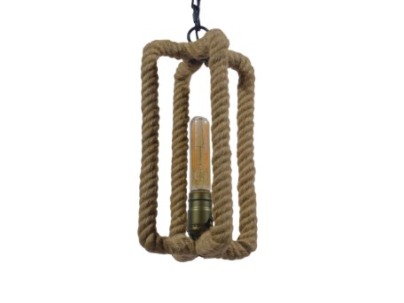 GLOBOSTAR® ELDORA 10001014 Vintage Κρεμαστό Φωτιστικό Οροφής με Ντουί 1 x E27 AC 220-240V IP20 - Μπεζ & Μπρούτζινο - Μ13 x Π13 x Υ30cm