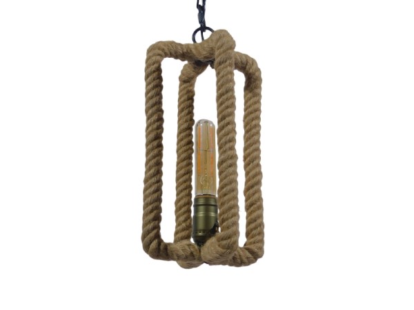 GLOBOSTAR® ELDORA 10001014 Vintage Κρεμαστό Φωτιστικό Οροφής με Ντουί 1 x E27 AC 220-240V IP20 - Μπεζ & Μπρούτζινο - Μ13 x Π13 x Υ30cm