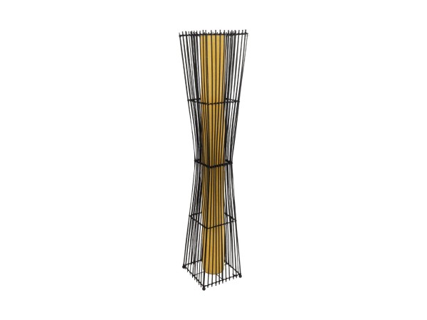 GLOBOSTAR® PALMA 02274 Boho Επιδαπέδιο Φωτιστικό με Ντουί 2 x E27 AC 220-240V IP20 - Μαύρο & Μπεζ - Μ25 x Π25 x Υ140cm