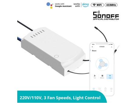 GloboStar® 80012 SONOFF iFan03-R2 - Wi-Fi Smart Switch Ceiling Fan & Light Controller