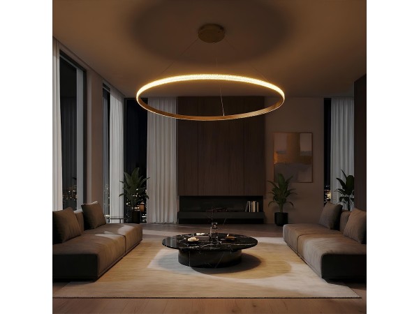 kelvo® DIAMOND KLV-101-0234 Κρεμαστό Φωτιστικό Οροφής LED 75W 7500lm 180° AC 220-240V IP20 Ρυθμιζόμενο Λευκό CCT με Χειριστήριο από 2700K έως 6000K Dimmable - Lumileds SMD Chip - Χρυσό Πλατίνα - Μ100 x Π100 x Υ3cm - 3 Χρόνια Εγγύηση