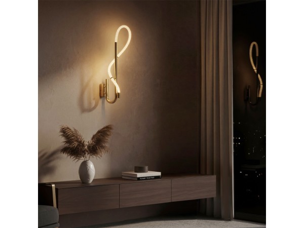 kelvo® GLOW KLV-101-0148-V2 Φωτιστικό Τοίχου / Απλίκα LED 18W 1800lm 360° AC 220-240V IP20 Ρυθμιζόμενο Λευκό CCT με On/Off 2700K/4500K/6000K - Lumileds SMD Chip - Χρυσό Πλατίνα - Μ65 x Π30 x Υ30cm - 3 Χρόνια Εγγύηση