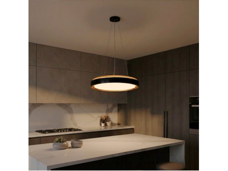 kelvo® BARCHETTA KLV-101-0266 Κρεμαστό Φωτιστικό Οροφής LED 72W 7200lm 120° AC 220-240V IP20 Ρυθμιζόμενο Λευκό CCT με Χειριστήριο από 2700K έως 6000K Dimmable - Lumileds SMD Chip - Μαύρο & Σαμπανιζέ Χρυσό Ματ - Μ48 x Π48 x Υ8.2cm - 3 Χρόνια Εγγύηση