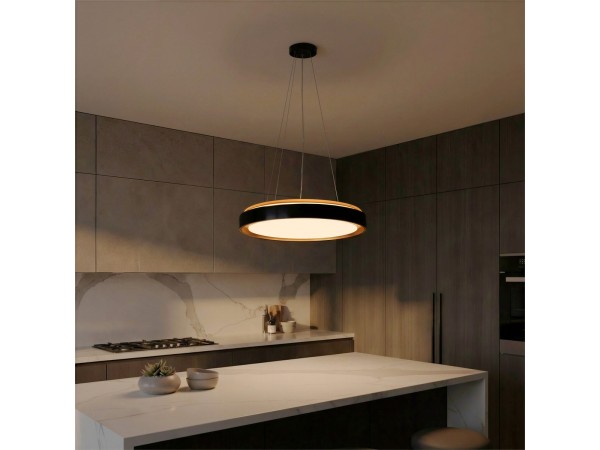 kelvo® BARCHETTA KLV-101-0266 Κρεμαστό Φωτιστικό Οροφής LED 72W 7200lm 120° AC 220-240V IP20 Ρυθμιζόμενο Λευκό CCT με Χειριστήριο από 2700K έως 6000K Dimmable - Lumileds SMD Chip - Μαύρο & Σαμπανιζέ Χρυσό Ματ - Μ48 x Π48 x Υ8.2cm - 3 Χρόνια Εγγύηση