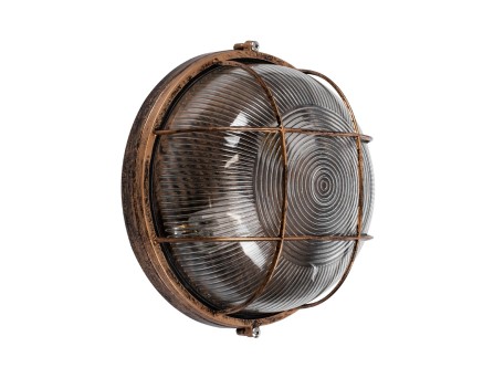 GLOBOSTAR® BOATLIGHT 61590 Vintage Φωτιστικό Καραβοχελώνα Τοίχου & Οροφής με Ντουί 2 x E27 AC 220-240V Αδιάβροχο IP65 - Χάλκινο Εφέ Σκουριάς Ματ - Μ24 x Π24 x Υ11cm