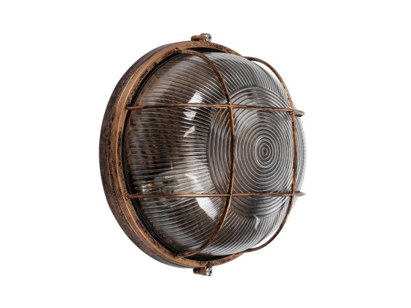 GLOBOSTAR® BOATLIGHT 61590 Vintage Φωτιστικό Καραβοχελώνα Τοίχου & Οροφής με Ντουί 2 x E27 AC 220-240V Αδιάβροχο IP65 - Χάλκινο Εφέ Σκουριάς Ματ - Μ24 x Π24 x Υ11cm