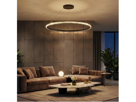 kelvo® DIAMOND KLV-101-0233 Κρεμαστό Φωτιστικό Οροφής LED 75W 7500lm 180° AC 220-240V IP20 Ρυθμιζόμενο Λευκό CCT με Χειριστήριο από 2700K έως 6000K Dimmable - Lumileds SMD Chip - Μαύρο Ματ - Μ100 x Π100 x Υ3cm - 3 Χρόνια Εγγύηση