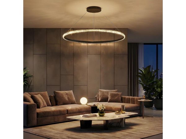 kelvo® DIAMOND KLV-101-0233 Κρεμαστό Φωτιστικό Οροφής LED 75W 7500lm 180° AC 220-240V IP20 Ρυθμιζόμενο Λευκό CCT με Χειριστήριο από 2700K έως 6000K Dimmable - Lumileds SMD Chip - Μαύρο Ματ - Μ100 x Π100 x Υ3cm - 3 Χρόνια Εγγύηση