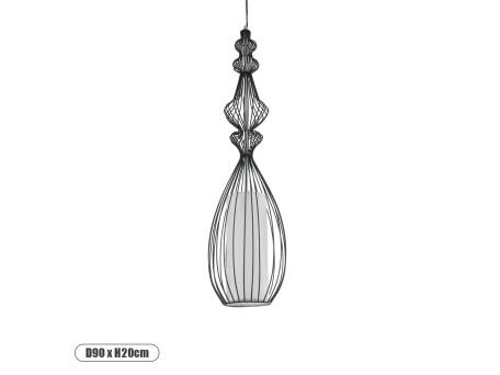 GLOBOSTAR® LILY 01561 Vintage Κρεμαστό Φωτιστικό Οροφής με Ντουί 1 x E27 AC 220-240V IP20 - Μαύρο & Λευκό - Μ20 x Π20 x Υ90cm