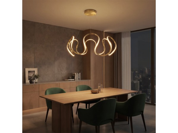 kelvo® TARANTULA KLV-101-0271 Κρεμαστό Φωτιστικό Οροφής LED 120W 12000lm 360° AC 220-240V IP20 Ρυθμιζόμενο Λευκό CCT με Χειριστήριο από 2700K έως 6000K Dimmable - Lumileds SMD Chip - Χρυσό Πλατίνα - Μ78 x Π78 x Υ31.5cm - 3 Χρόνια Εγγύηση