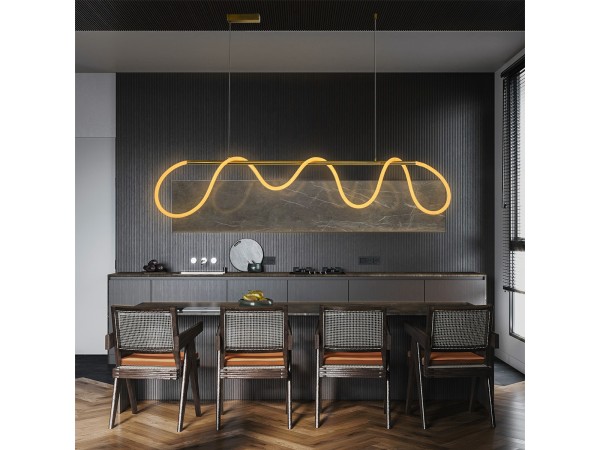 kelvo® GLOW KLV-101-0167 Κρεμαστό Φωτιστικό Οροφής LED 45W 4500lm 360° AC 220-240V IP20 Ρυθμιζόμενο Λευκό CCT με Χειριστήριο από 2700K έως 6000K Dimmable - Lumileds SMD Chip - Χρυσό Πλατίνα - Μ180 x Π30 x Υ40cm - 3 Χρόνια Εγγύηση